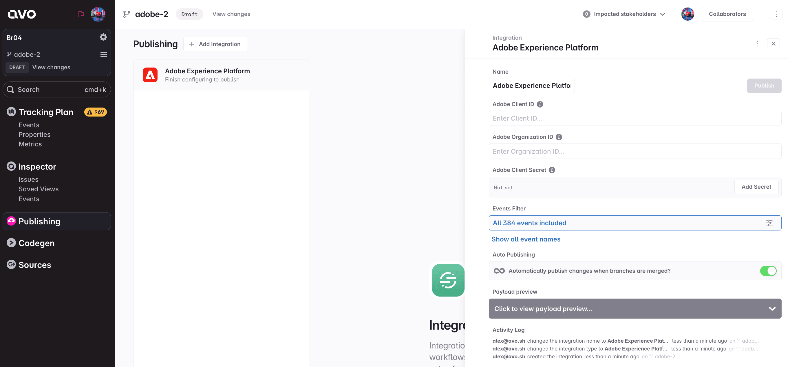 Avo Publishing Integration